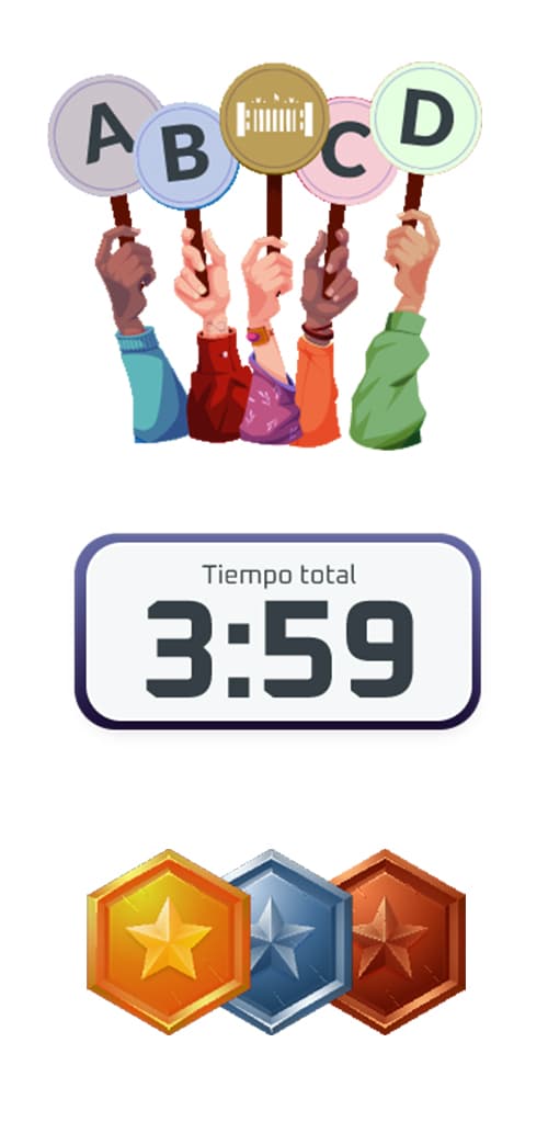 Instrucciones visuales: Opciones, Tiempo y Ranking